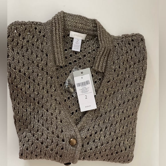 Chico's Sweaters - 🆕 Chico’s shimmer & slight open weave, button cardigan sweater *NWT*